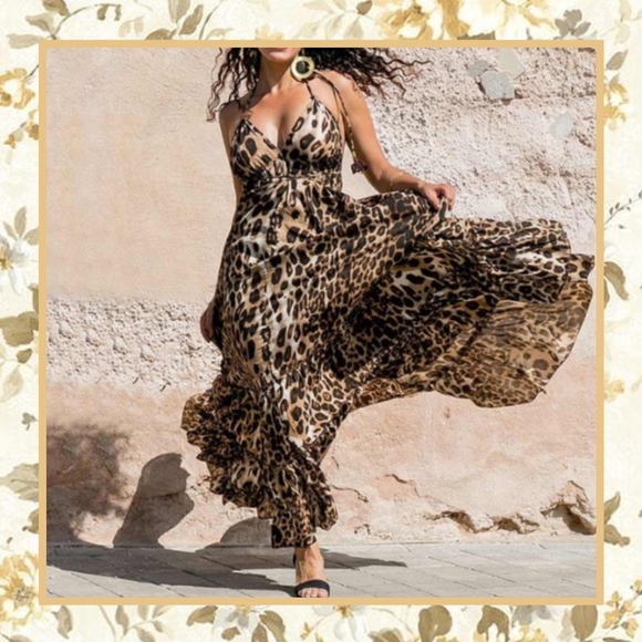 Unique Styles dresses Dresses & Skirts - 🌸LEOPARD DRESS ANIMAL PRINT MAXI LONG RUFFLE BOHO